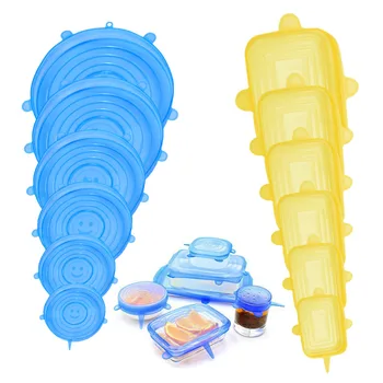 

6pcs Reusable Silicone Food Cover Stretch Lids Universal Food Wrap Cover Food Fresh Keeping Silicone Caps Stretchable Lip