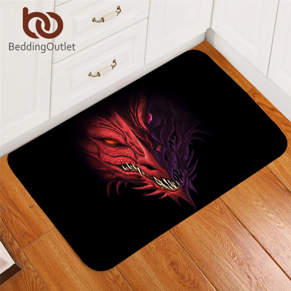 Коврик BeddingOutlet с драконом Мягкий Нескользящий Впитывающий игровой Придверный