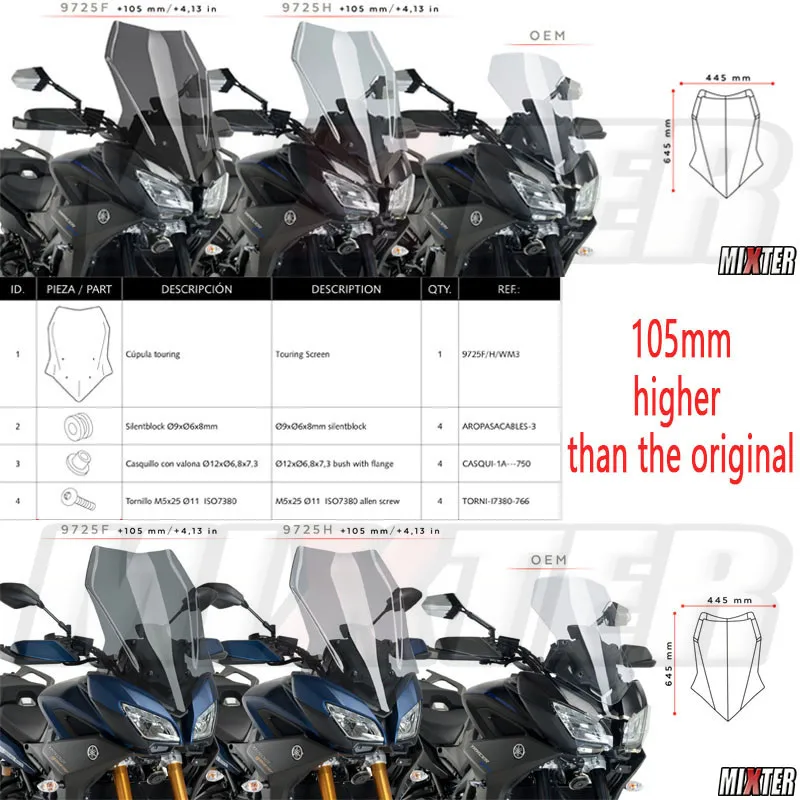 Мотоцикл Touring спортивный дефлектор ветрового стекла для Yamaha MT-09 MT09 Tracer GT Tracer 900 '18 900 GT