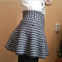 Женская Красивая мини-юбка для девушек с высокой талией, плиссированные эластичные расклешенные юбки, Повседневные вязаные шерстяные юбки