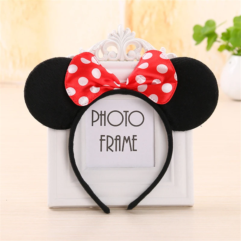 Mickey Ears Minnie Bows Hairbands for Girls Hair Accessories Tiara Red Bow Headband Boys and Birthday Party | Детская одежда и