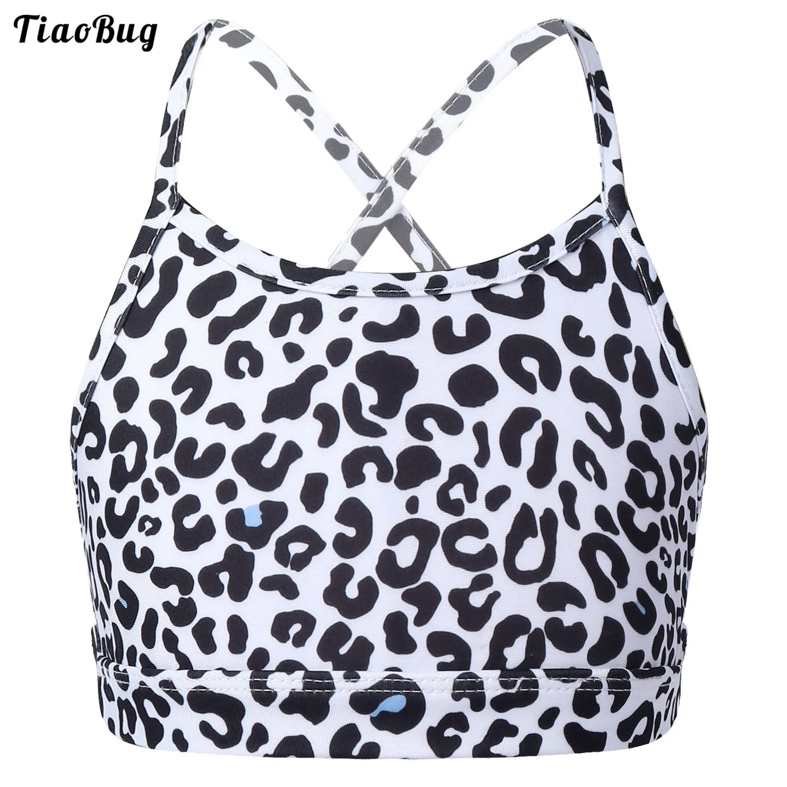 

TiaoBug Kids Girls Summer Sport Bra Top Shoulder Straps Crisscross At Rear Hollow Out Back With Bowknot Gym Yoga Running Vest