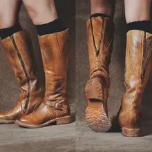 Женские ботинки до середины икры из искусственной кожи без шнуровки; повседневные женские ботинки гладиаторские ботинки с круглым носком; Модные женские ботинки; botas mujer InviernoD101