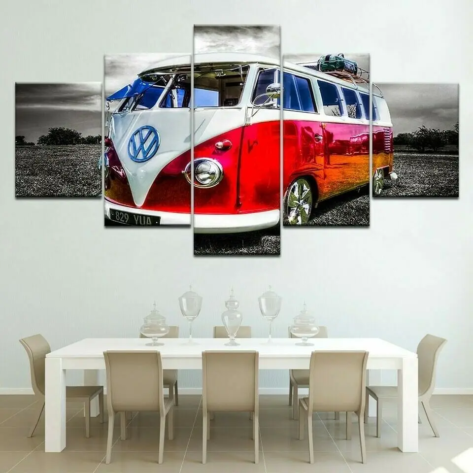 

No Framed Canvas 5Pcs Van Lifestyle Bus Wall Art Posters For Living Room Prints Pictures Paintings Home Decor Decorations