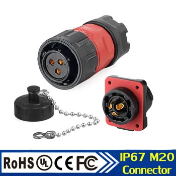 

M20 PBT Plastic Industry Aviation Connector AC/DC 20A 500V Electric Panel Mount Circular Power Adapter Male Plug Female Sockets