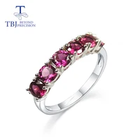 Natural Brazil Rhodolite Garnet Ring Round 4mm 6 piece classic simple Gemstone Ring fine jewelry 925 sterling silver for women 1
