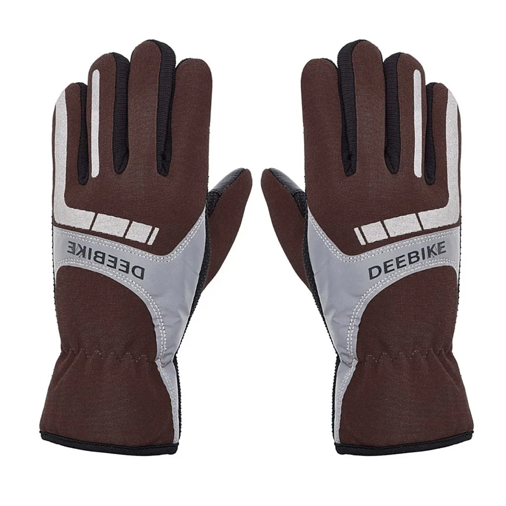 Men Winter USB Hand Warmer Electric Thermal Gloves Thermal Gloves Outdoor Motorcycle Riding Windproof Thicken Ski Gloves - Цвет: Brown