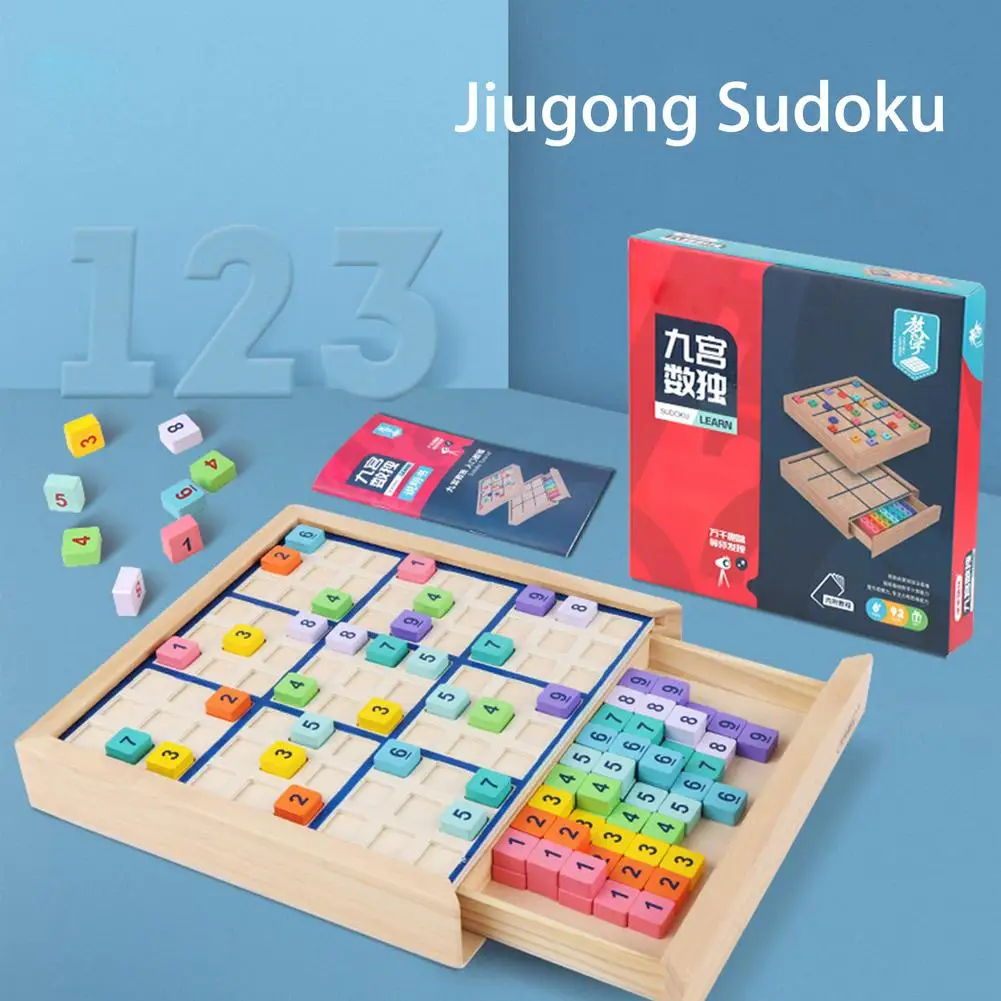 Sudoku Toy Educational Intelligent Smart Wooden Board Game Toys Portable Kid Colorful Block Improve Logical Thinking Math Skills wooden abacus toy math wooden toy numbers educational game perfect toddler toys logical thinking toys enlightenment training aid