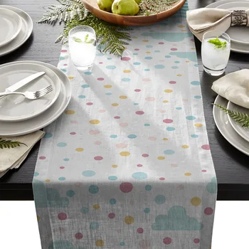 

Modern Table Runners For Wedding Kitchen Color Wave Points And Cloud Ocean Patterns Table Runner For Home Decoration Table Cloth