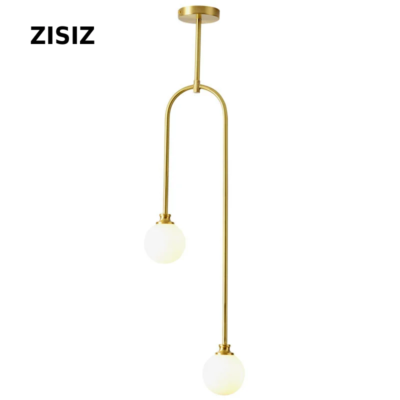 

Luminaria Lampada LED Copper Pendant Light for Bedroom Nordic Simple Bedside Lamp Glass Ball Lampshade Indoor Hanglamp