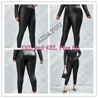 Faux Leather Plus Size Leggings for Women Big Size 5XL 6XL 7XL Black  Girls Spandex Clothing Pleather PU Leggings - Image 2