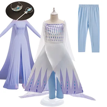 

Girl Summer Snow Queen Tailing Dress For 6 8 10 Years Girls kid Cosplay Elsa Costume Children Halloween Party Princess Clothing
