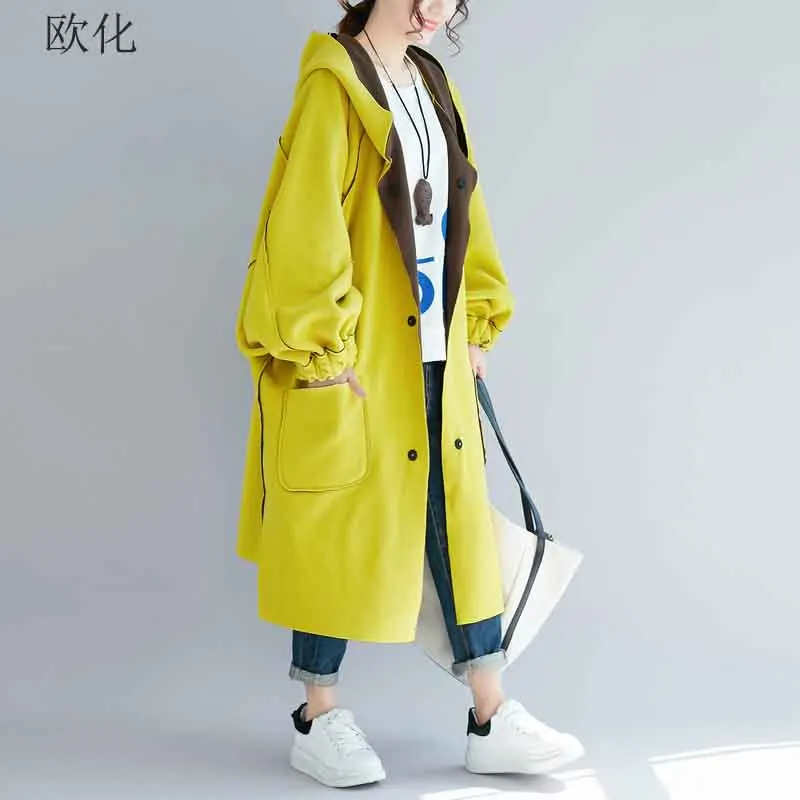 Koop 2019 Lente Herfst Batwing Lange Wollen Jas Plus Size Dikker Fluwelen Jas Vrouwen Oversize Omkeerbare Slijtage Fleece Hooded Jassen