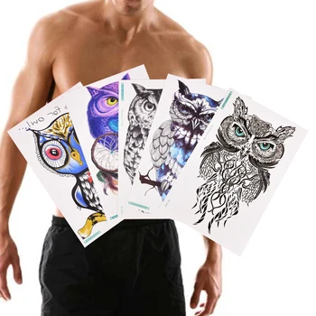 

Waterproof Arm Owl Design Flash Tattoo Sleeve Large Women Temporary Body Art Tattoo Sticker For Cool Guy