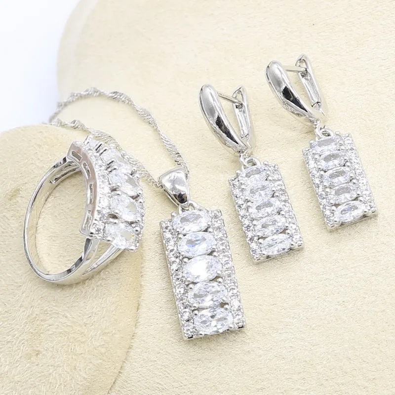 Классический белый циркон серебряный цвет фотоэлемент с браслетом серьгами