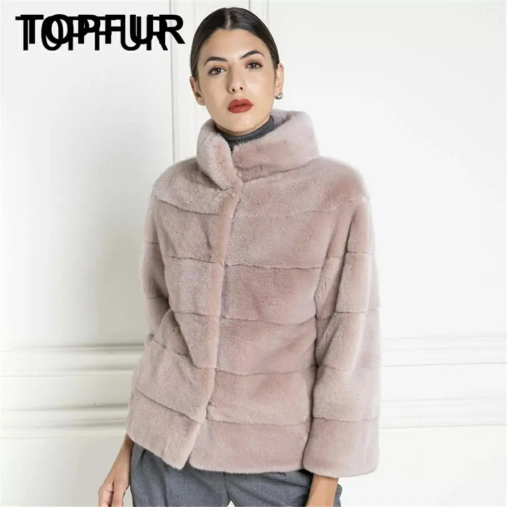 TOPFUR, новое зимнее пальто, женская куртка из натуральной кожи с меховым воротником, модное розовое пальто для женщин, большие размеры, натуральное меховое пальто, верхняя одежда