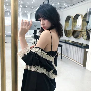 

Fiklyc New Sexy Women Silk Satin Ladies Pajamas Robe Suit Sleepwear Underwear Soft Babydoll Sleepwear Dress Set