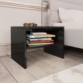 

vidaXL Bedside Cabinets 2 pcs High Gloss Black 40x30x30 cm Chipboard