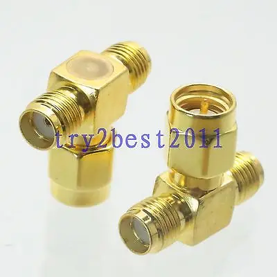 

DHL/EMS 50 Sets 1pce Adapter connector SMA plug pin to 2x SMA jack pin T Splitter RF COAXIAL -C1