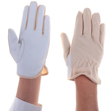 Горячая 1 пара защитные перчатки из свиной кожи и ткани защитные рабочие перчатки случайный цвет