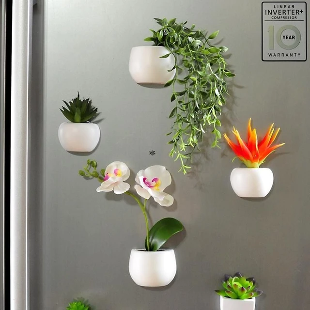 Plantes succulentes en pot 3D pour réfrigérateur, aimant de réfrigérateur,  autocollants portables mignons, décoration de la maison et de la cuisine