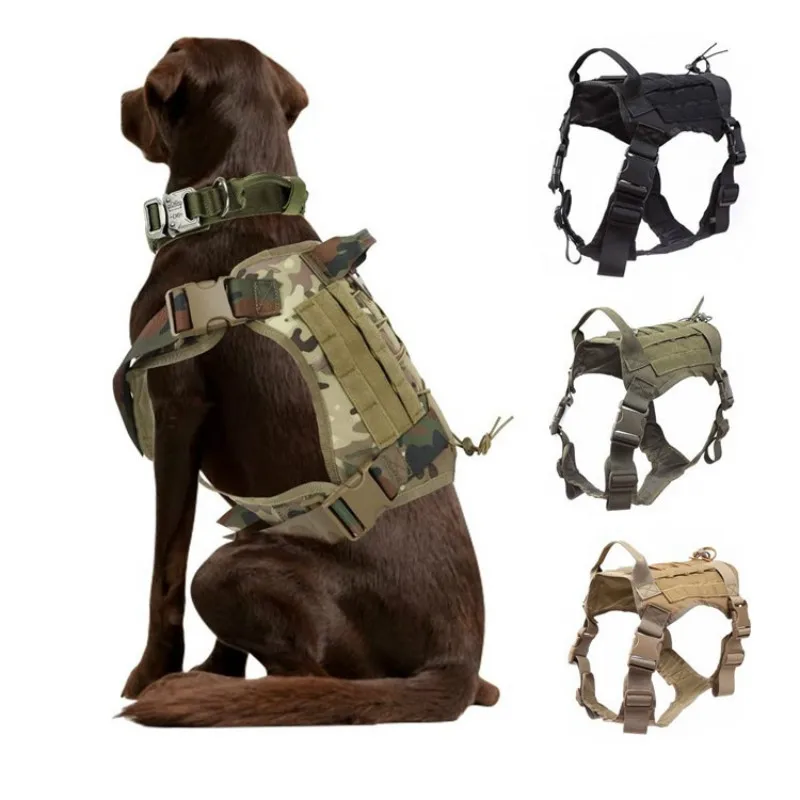 

Tactical Pet Dog Vest,Breathable Military Big Dog Clothes K9 Harness, Adjustable Size Training Hunting Molle Dog Vest Harness