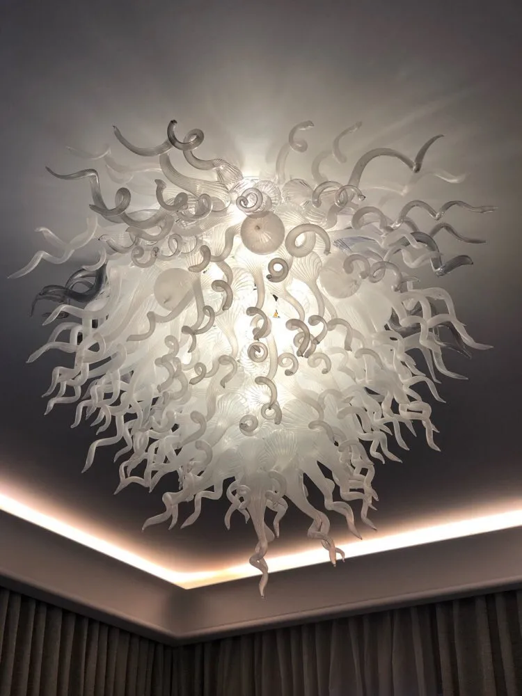 

Art Decorative Blown Murano Class Chandelier Ceiling Light LED Flush Mount Hotel Restaurant Ceiling Lighting Decoration