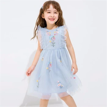 

Sleeveless Baby Kids Lace Mesh Dresses for Girls Floral Embroidery Dot Dress 2020 New Children Summer Wedding Party Clothes