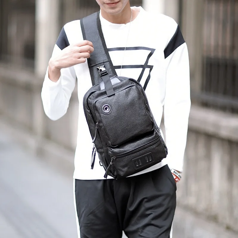 

Korean version of the new men's big chest bag retro trend men single shoulder bag men slanted bag chest bag Ipad bag