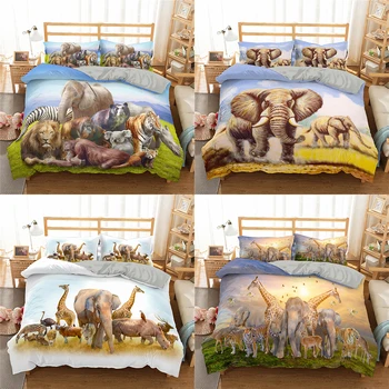

Bedding Sets Animal Kingdom Duvet Quilt Cover Set With Pillowcase Duvet Cover King Size 2/3pcs Bedroom Textiles