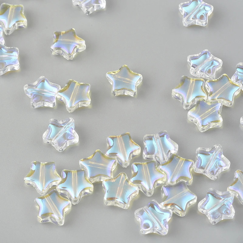 20PC/lot 8mm AB Color Star Beads Czech Glass Loose Spacer Beads For Jewelry Making Hairpin Handmade Diy Accessories
