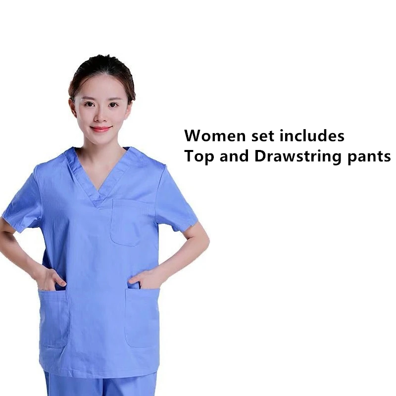 Color3Women 7 цветов, унисекс, для взрослых, больница, доктор, медсестры, медицинская Рабочая форма, набор скрабов, Dentail, клиника, хлопковый топ, штаны, набор, аптечный костюм - Цвет: Color3Women