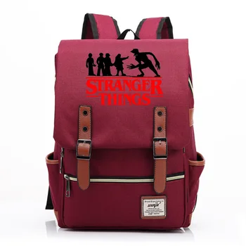 

2020 Stranger Things Christmas Lamp Letter Boy Girl Student School Bag Teenagers Schoolbags Canvas Women Bagpack Men Backpack