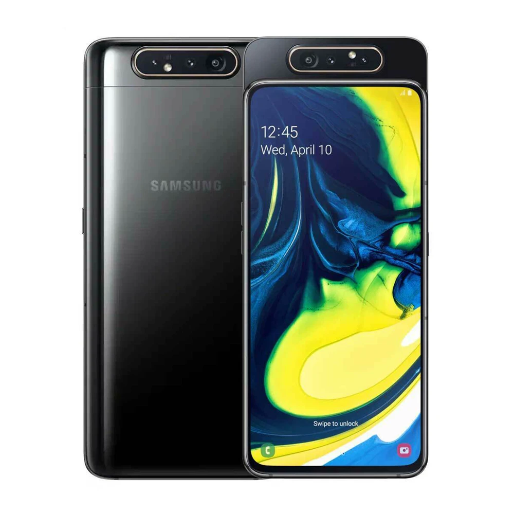 Samsung Galaxy A80 A8050,, 4G, Android, мобильный телефон, четыре ядра, 6,7 дюймов, две sim-карты, 48 МП и 8 Мп, всплывающая камера, 8 ГБ и 128 ГБ, Snapdragon - Цвет: Phantom Black