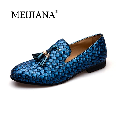 MEIJIANA/лоферы на плоской подошве; брендовая мужская повседневная Роскошная обувь; Удобная Новая Мужская дышащая Свадебная обувь; BV - Цвет: Синий