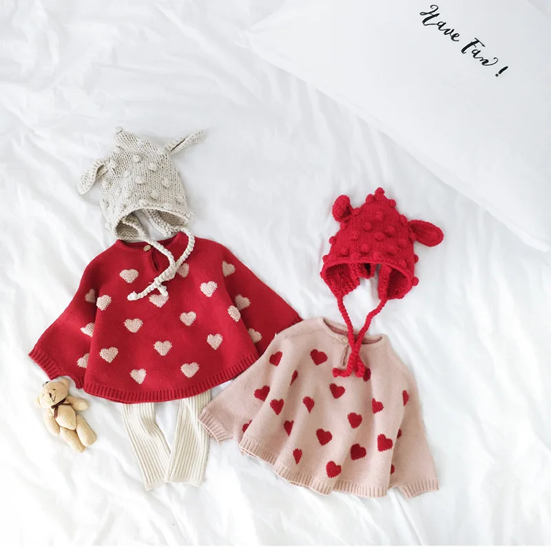 Весна осень корейский стиль милые свитера для девочек плащ 2019 детский вязаный