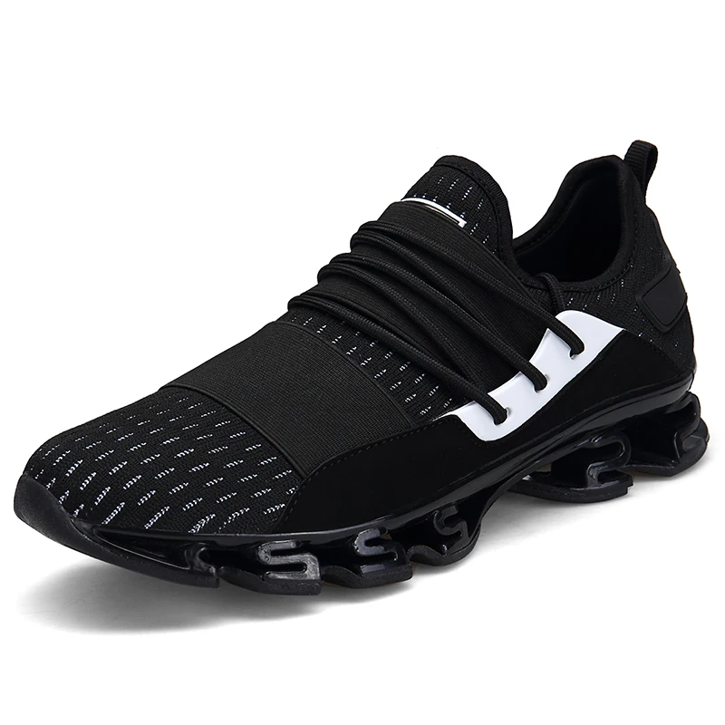 8076Black Модные мужские дышащие кроссовки для бега, амортизирующая спортивная обувь, Легкая удобная обувь, уличные кроссовки для бега - Цвет: 8076Black