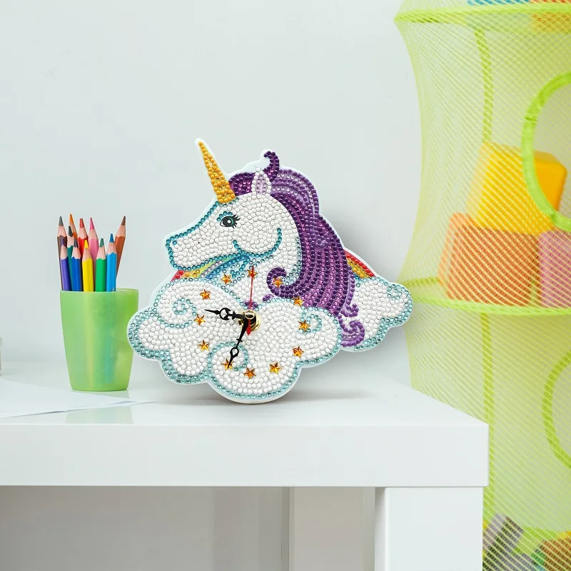 

Fashion 5D DIY Diamond Painting Clock Unicorn Diamond Mosaic Embroidery Cross Stitch Shinny Round Beads Wall Decoration ZB08
