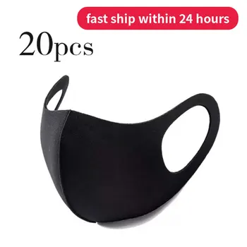 

5/10/20Pcs Washable Earloop Facial Mask Cycling Anti Dust Warmer Environmental Mouth Face Mask Respirator Fashion Black Masks