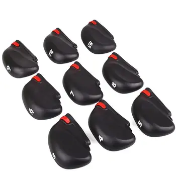 

9Pcs Golf Club Fashion Accessories Putter Head Cover Silicone Rope Golf Iron Head Covers Black Clubs with Golf Iron Protector