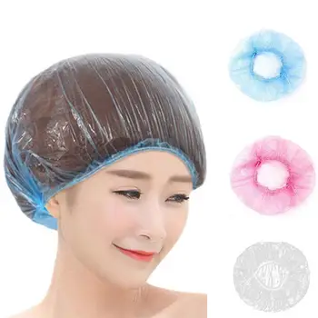 

Disposable Shower Caps Hat Bathing Caps Hotel One-Off Hair Salon Clear 100pcs/lot Cap Bathroom Caps Elastic Shower Bath Pro X3X2