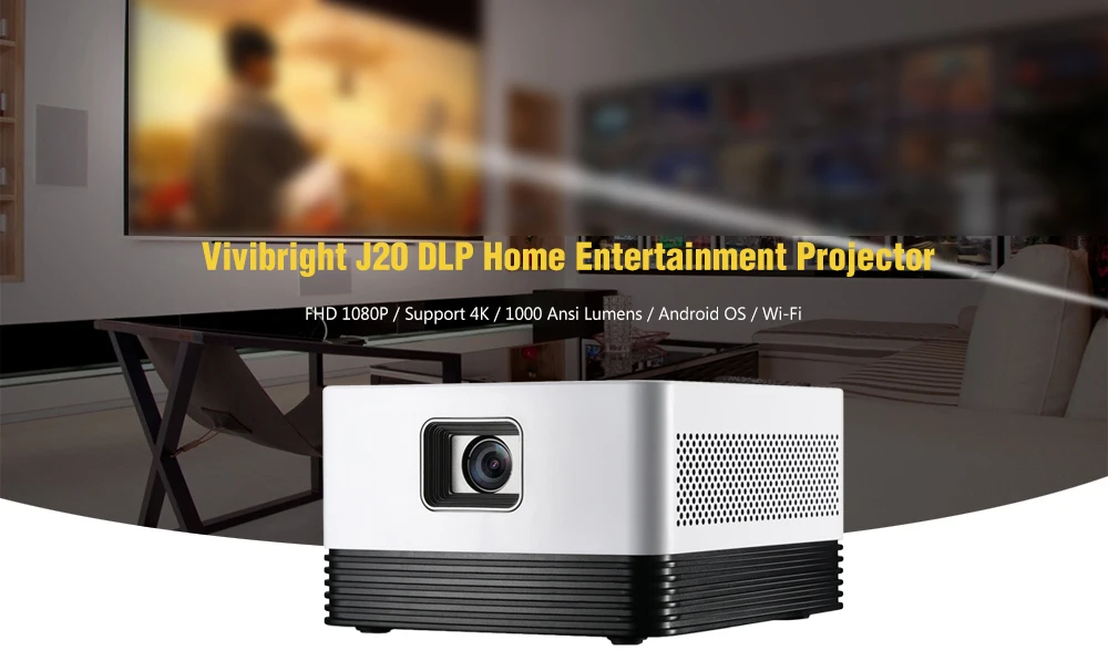 VIVIBRIGHT Full HD проектор J20 1920*1080P Android wifi 18000 мАч батарея Портативный DLP проектор Поддержка 4K 3D проектор