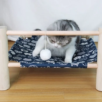 

Pet Wooden Cat Hammock Removable and Washable Wooden Frame Splicing Cat Litter Breathable Moisture-Proof Marching Bed
