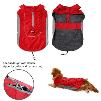

Pet Clothes Reflective Strap Big Dog Dog Jacket Dog Cat Raincoat Rose Red Waterproof Polyester Puppy Coat Clothing Hoodie Set