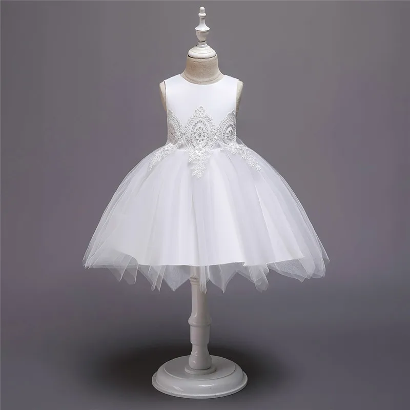 Кружевное платье-пачка принцессы с большим бантом и открытой спиной; вечернее платье на свадьбу; детская одежда с цветочным узором для девочек; детская праздничная одежда для девочек