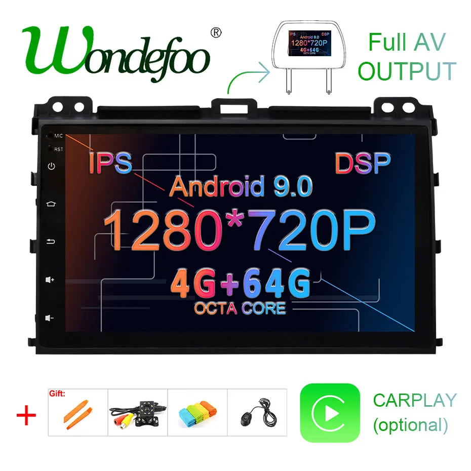 Perfect 4G 64G Android 9.0 DSP IPS AV Output CAR GPS For Toyota Prado 120 Lexus GX470 screen navigation stereo radio NO DVD PLAYER 0