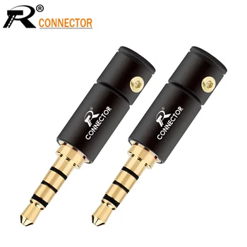 

4PCS Gold-plated Jack 3.5 Audio Plug 4 Pole Earphone Connector with Aluminum tube&Screw locks welding free packing