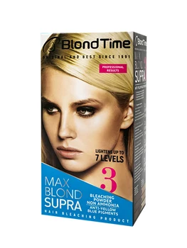 

DECOLORANTE SIN AMONÍACO SUPRA MAX BLOND CON DOBLE EFECTO RUBIO PLATA