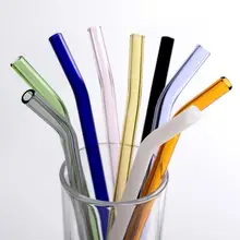 

Reusable Glass Straws Set with Cleaner Brush Multi-Color Glass Eco Friendly Drinking Straws Milk Drinkware Bar Party Accessories