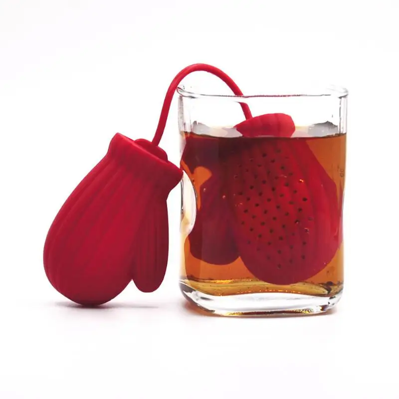 Перчатки Форма Чай сетчатые фильтры Санта Клаус силиконовый Чай Кофе Infuser Фильтр Новогодний подарок вечерние блага